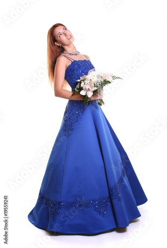 woman with blue dress