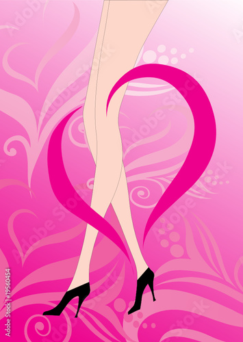 Illustration of female legs with heart and shapes around