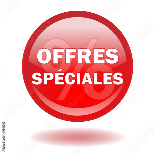 Bouton web rond "OFFRES SPECIALES" (internet ligne shopping)