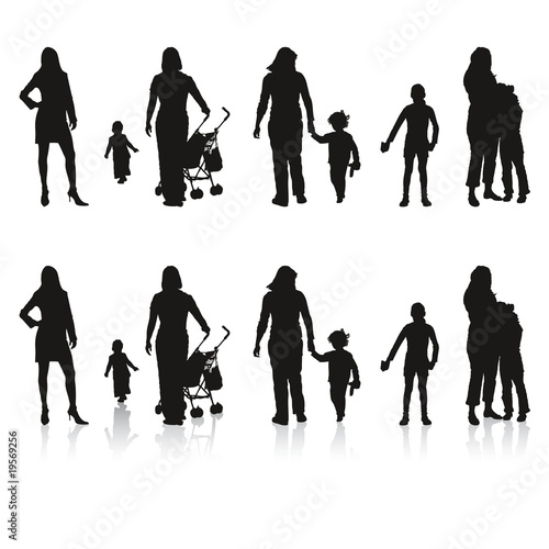 Silhouettes de famille - Enfants, parents