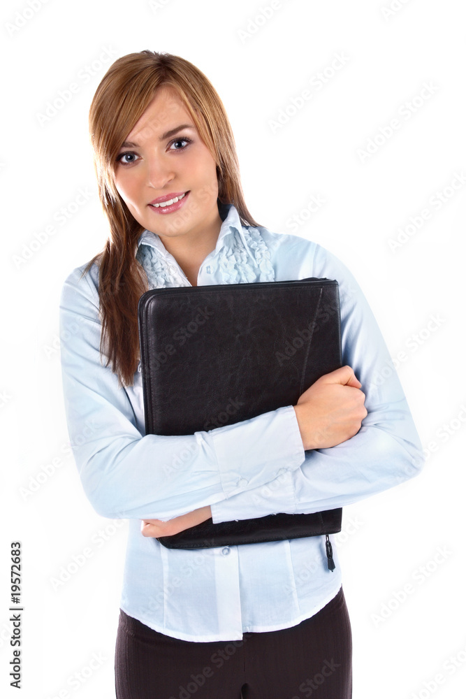 Beautiful business woman holding a briefcase Beautiful business woman holding a briefcase