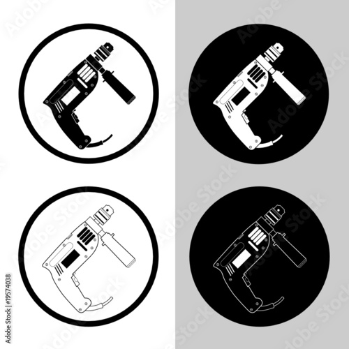 vector icons of hand electric drill