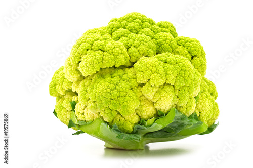 green cauliflower on white background