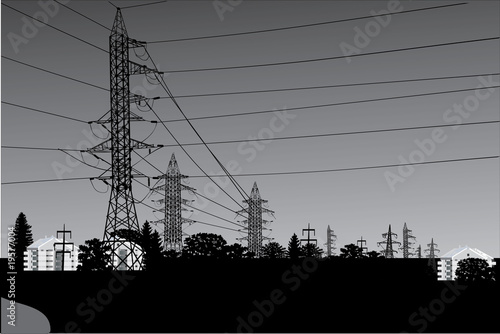 high-voltage line landscape