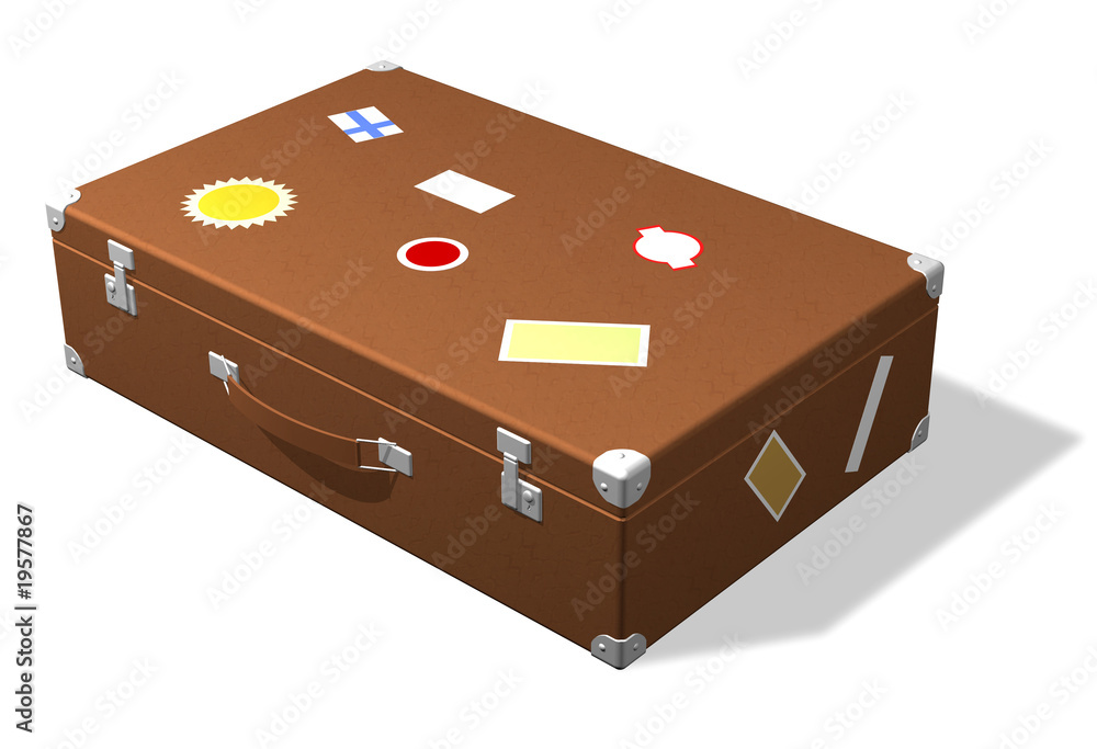 Classic travel suitcase with stickers Classic travel suitcase with stickers