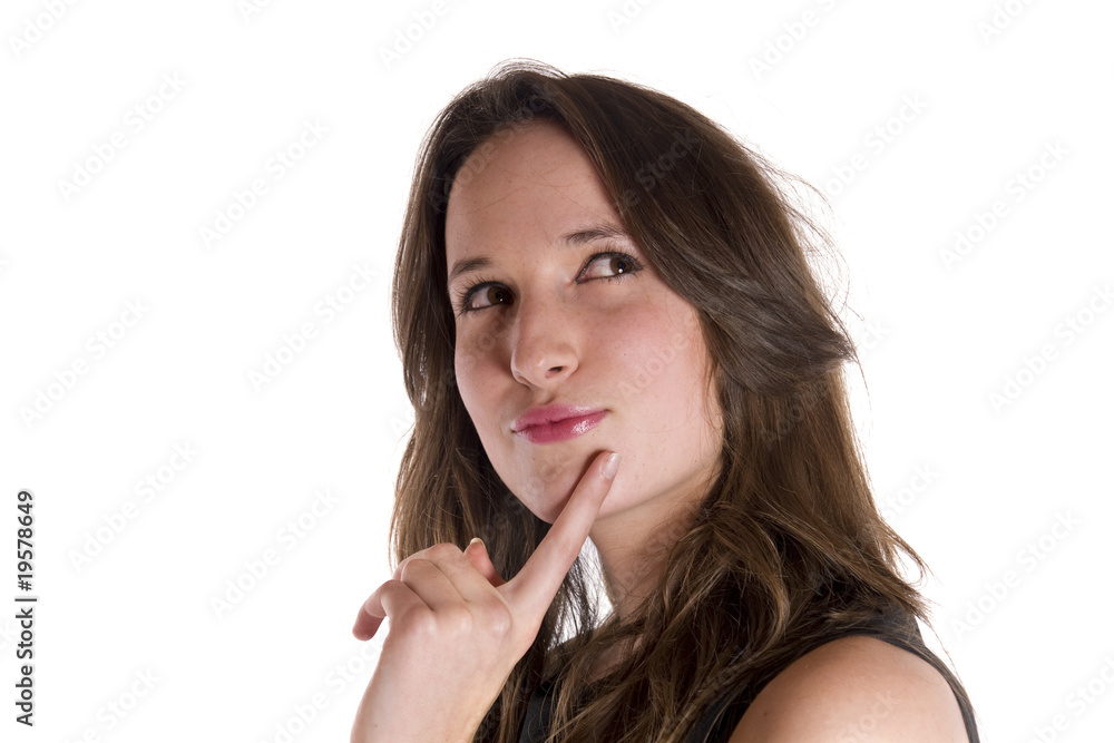 jeune femme brune qui a une idée jeune femme brune qui a une idée