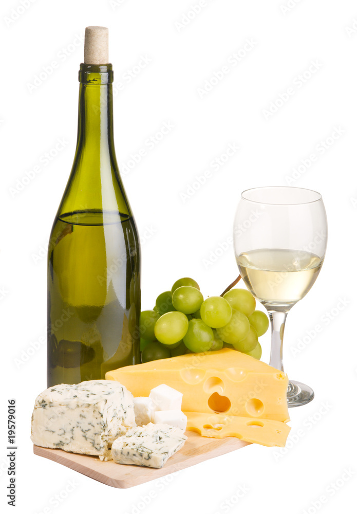 Wine and cheese still-life