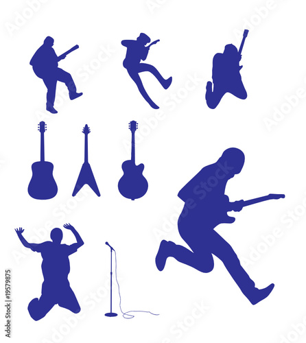 silhouette of Guitar and guitarist vector illustration