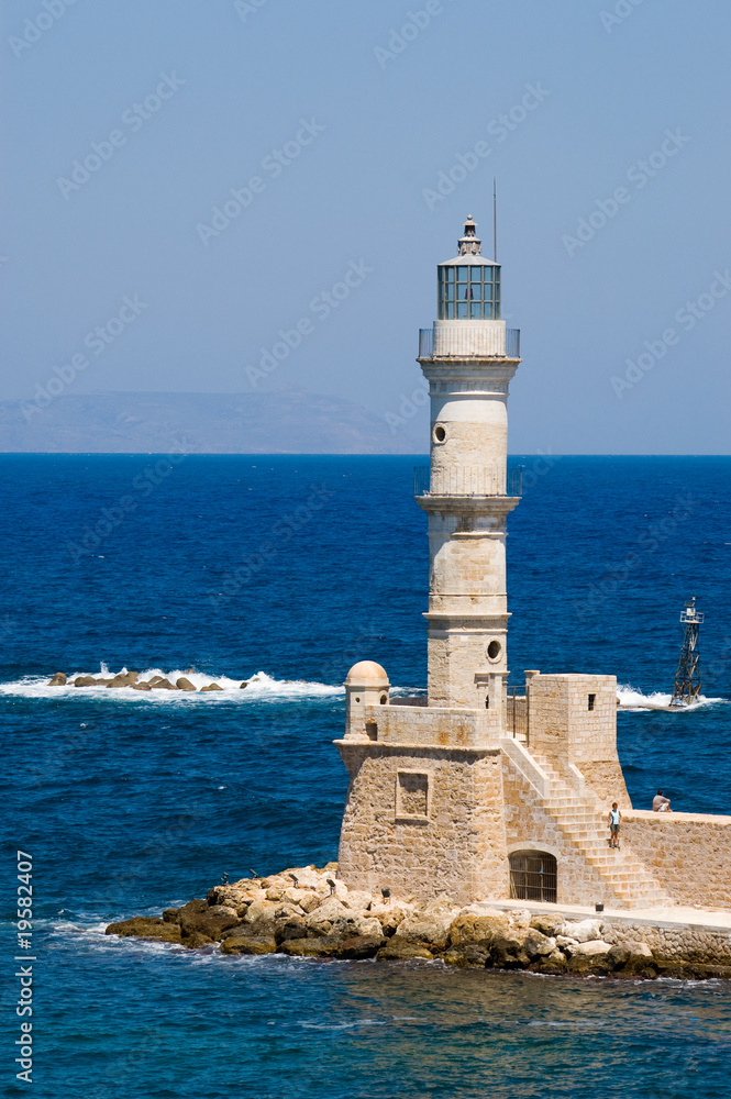 Light tower in Chania harbor in Crete, Greece