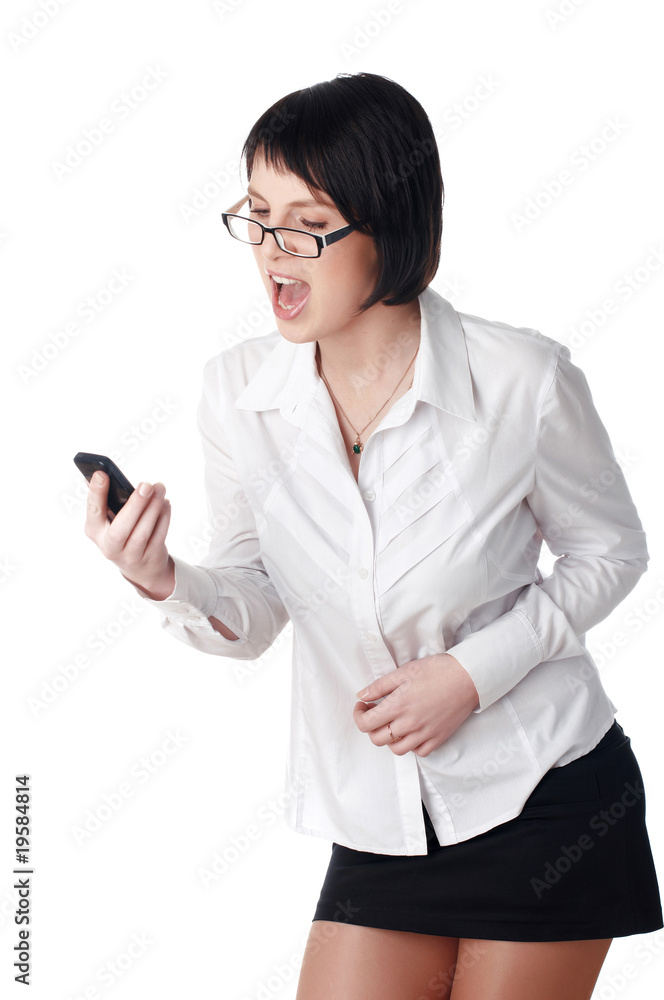 The charming young business woman in a white shirt The charming young business woman in a white shirt