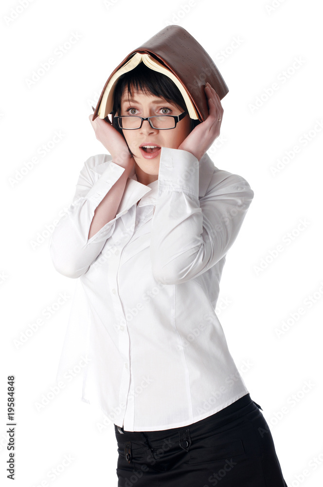 The charming young business woman in a white shirt The charming young business woman in a white shirt