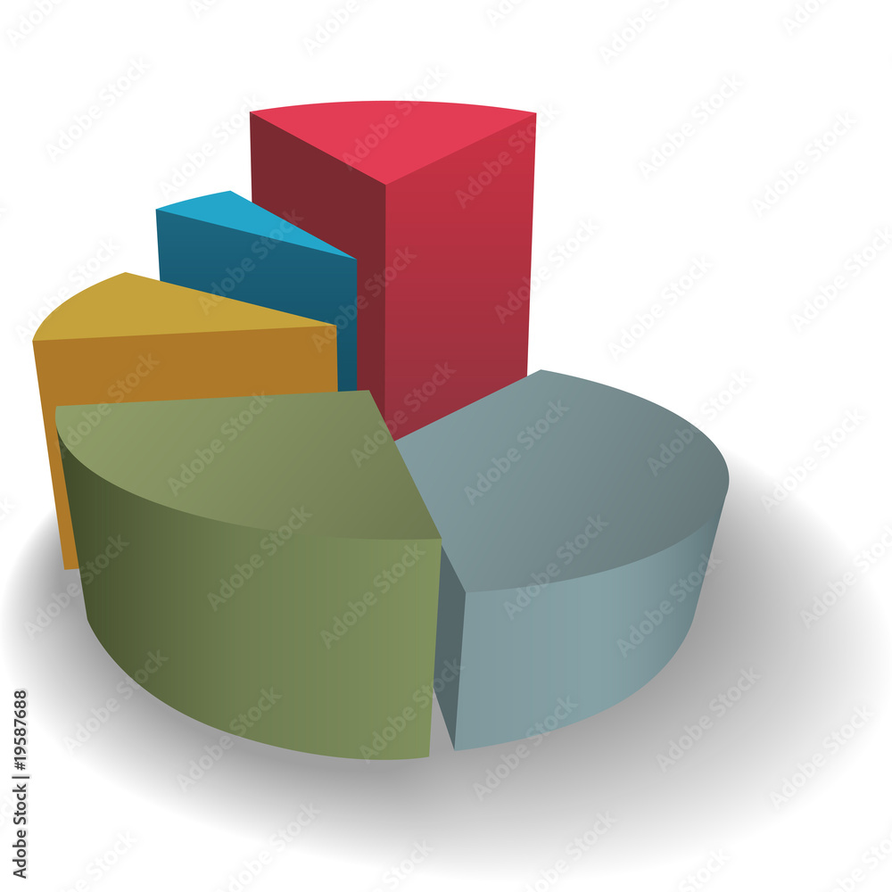 Pie chart 3D to success on shadow Pie chart 3D to success on shadow