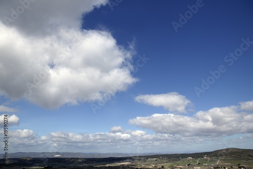Blue beautiful sky with white clouds view in sunny day  nature