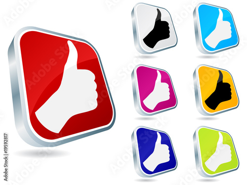 Human hand giving ok buttons different colors