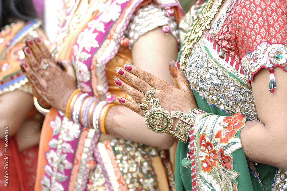 Namaste, traditional Hindu wedding , Rajasthan , royal India	