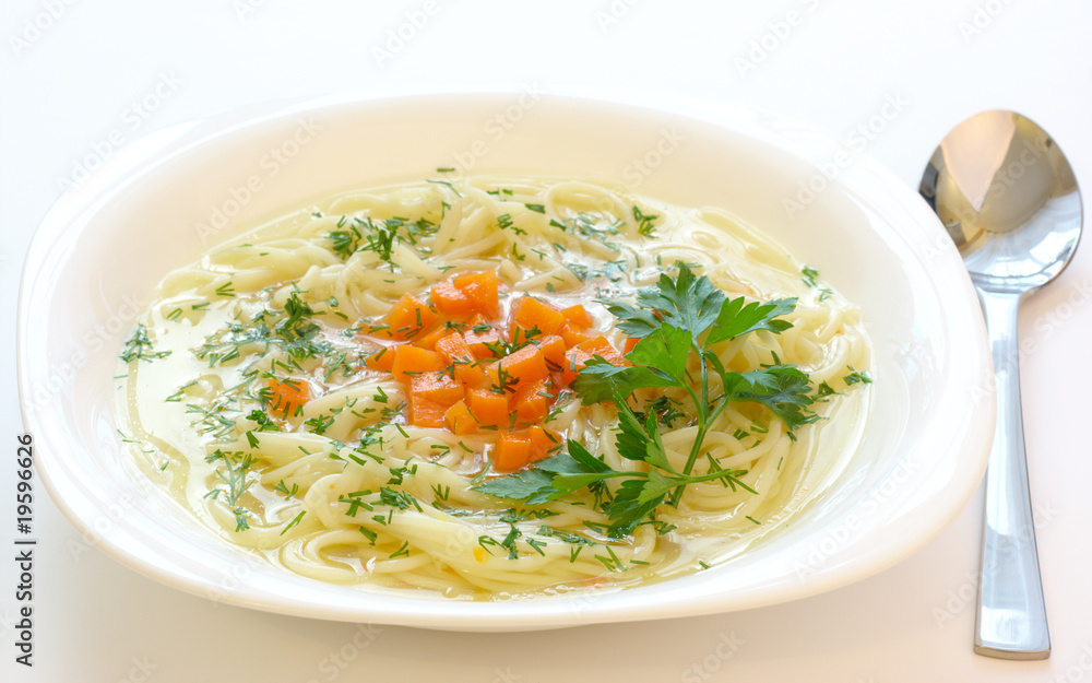 Chicken soup with spaghetti Chicken soup with spaghetti