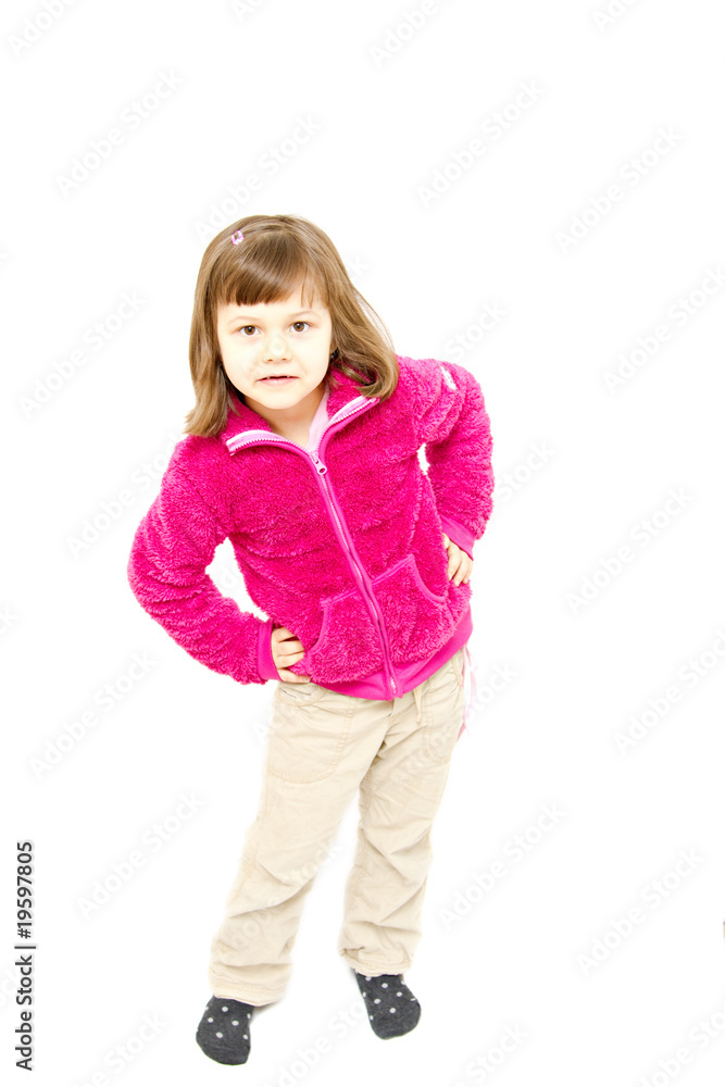 little girl wearing pink jacket isolated on white little girl wearing pink jacket isolated on white