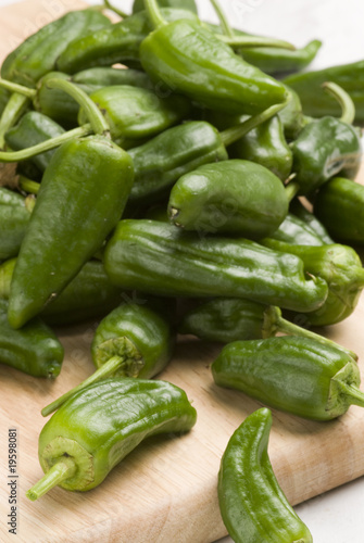 Green peppers. Spanish cuisine. Pimientos de Padrón.
