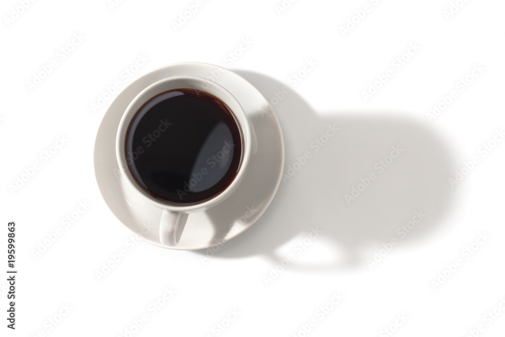 Top view of coffee cup with shadow isolated on white Top view of coffee cup with shadow isolated on white