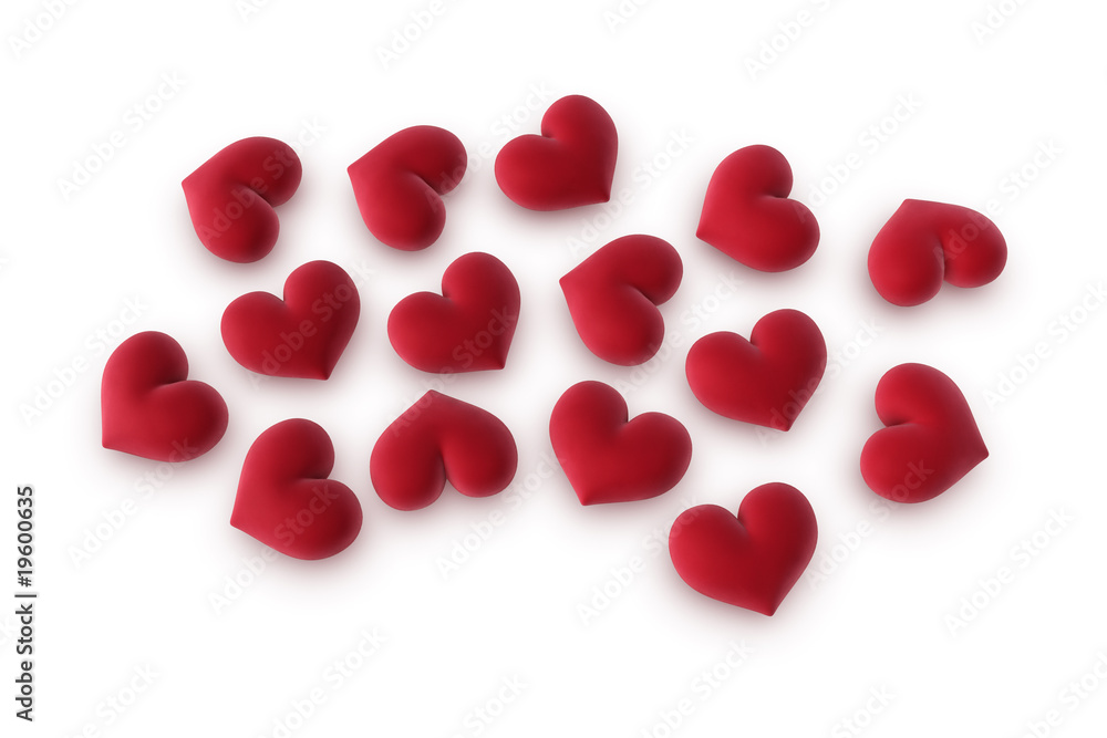 red hearts on white background red hearts on white background