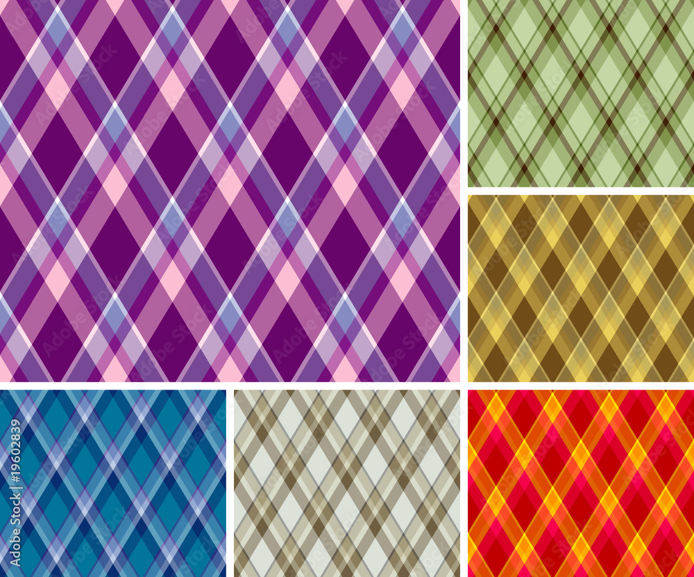 Collection of seamless plaid patterns Collection of seamless plaid patterns