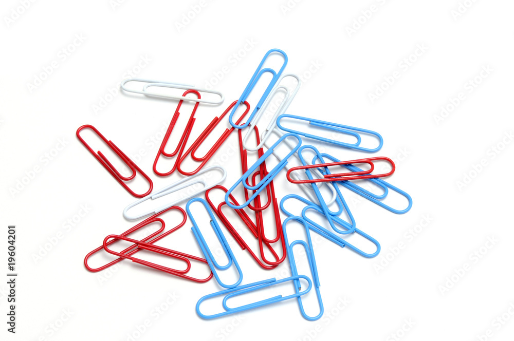 Red, white and blue paper clips Red, white and blue paper clips