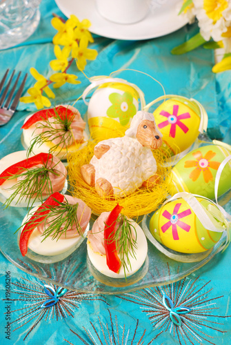 easter eggs with tuna spread