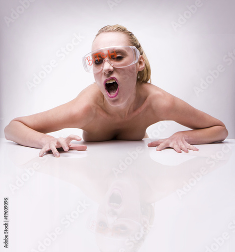 nude model showing her expression