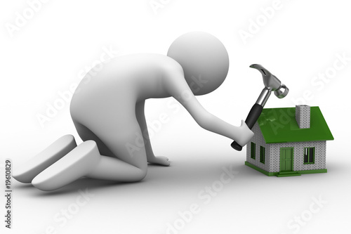 House building on white background. Isolated 3D image