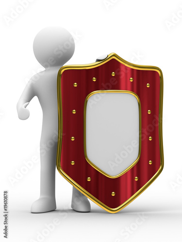 man and shield on white bac...