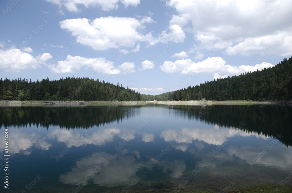 lake and mountain reflection