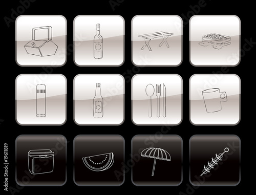 Picnic and holiday icons - vector icon set