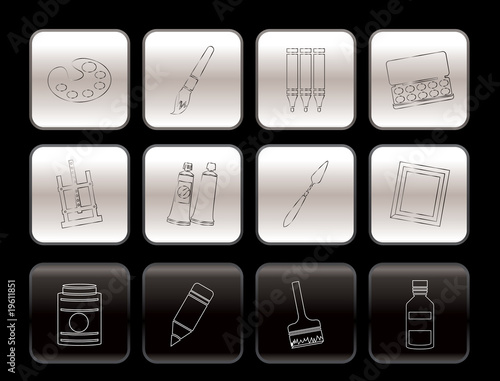 painter, drawing and painting icons -  vector icon set