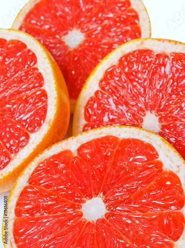 Red juicy grapefruit slices