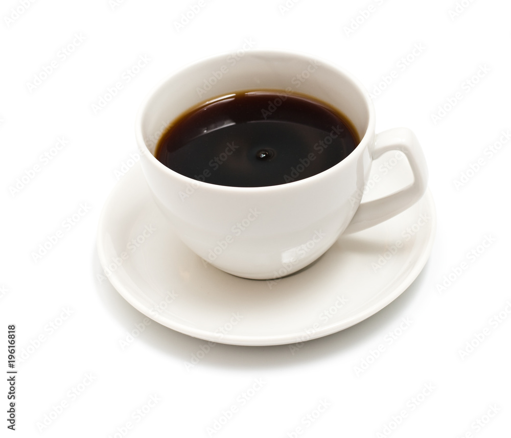 Top view of black coffee cup isolated on white Top view of black coffee cup isolated on white