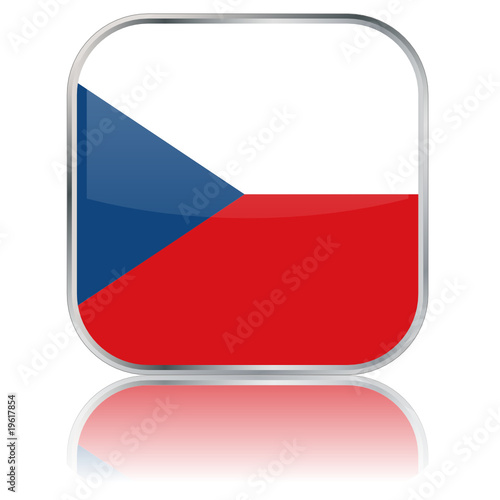 Czech Republic Flag Square Vector Button (Česká Republika Czeck)
