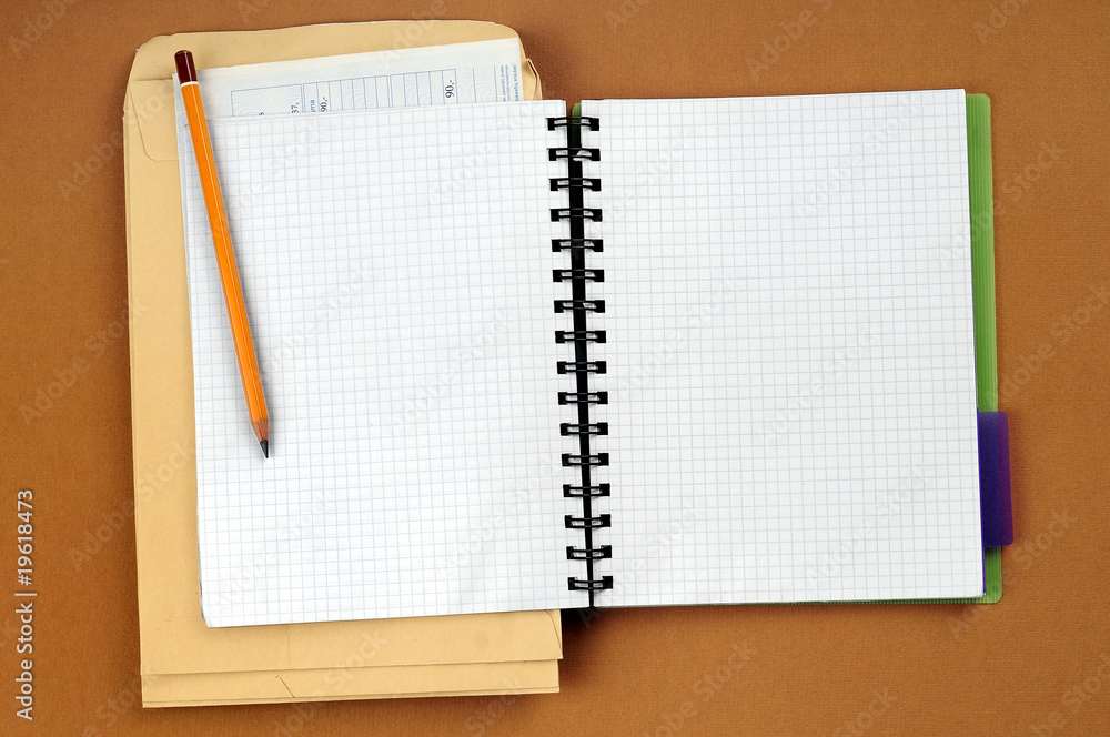 Blank piece of paper with the pencils Blank piece of paper with the pencils
