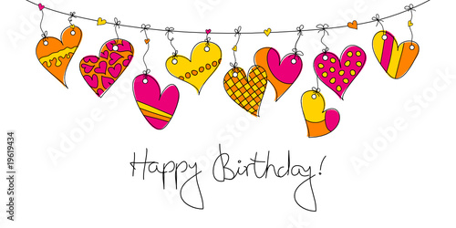 Bunte Herzen "Happy Birthday!"