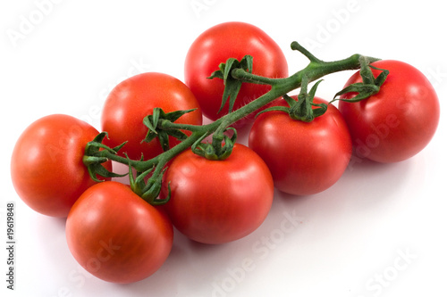 Vine tomatoe's isolated on white.