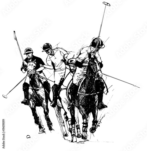Vector illustration of polo players (hand drawing)