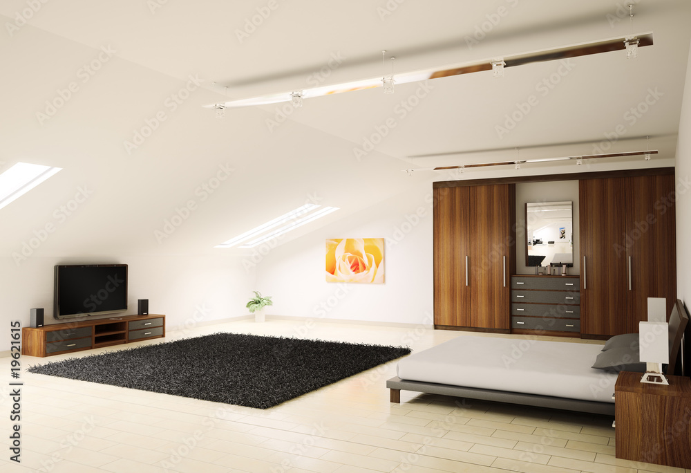 Fototapeta premium Schlafzimmer dachboden 3d render