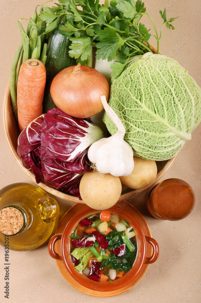 All you need for typical italian minestrone soup
