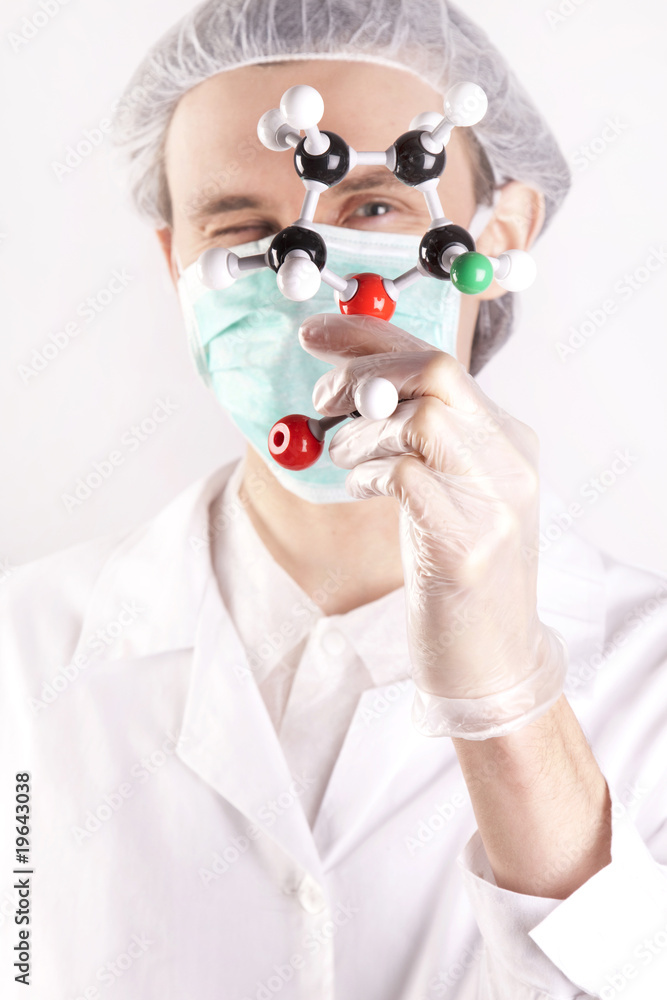 Scientist looking over Atoms Scientist looking over Atoms