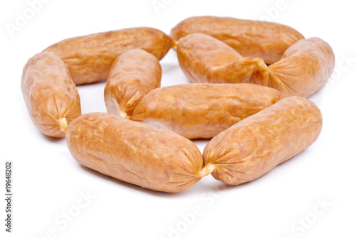 Link of Sausages Isolated on White