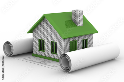 Small house on  white backg...