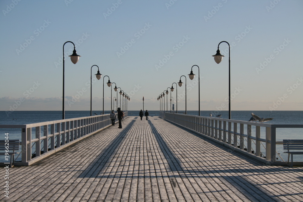 Gdynia pier at Baltic Sea coast in Poland