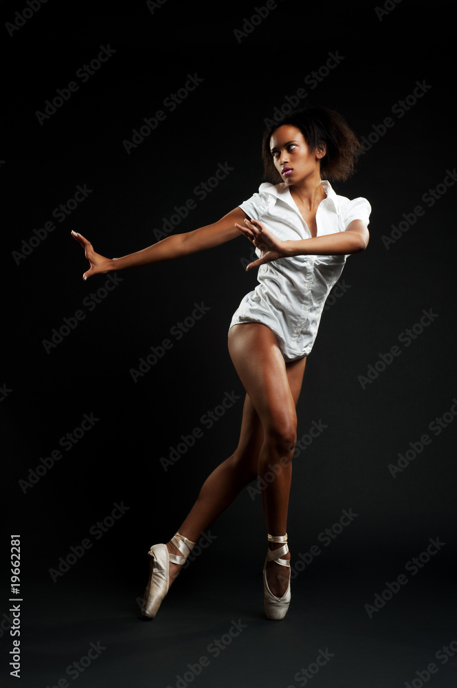 Obraz premium alluring ballerina in white shirt