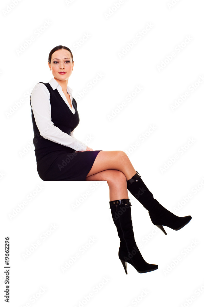 beautiful woman sitting. isolated on white beautiful woman sitting. isolated on white