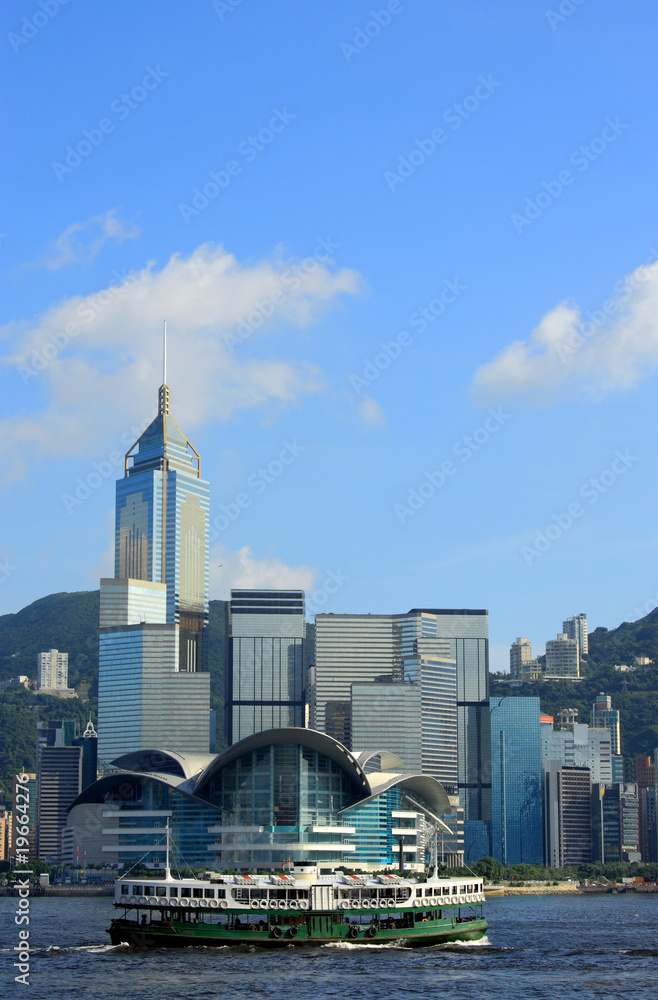Obraz premium Hong Kong skyscraper with ferry