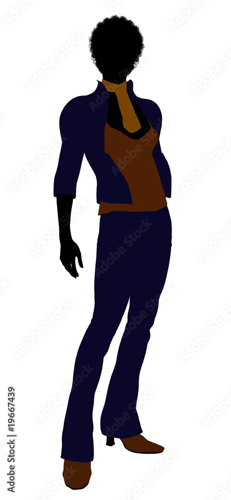 African American Female Office Illustration Silhouette
